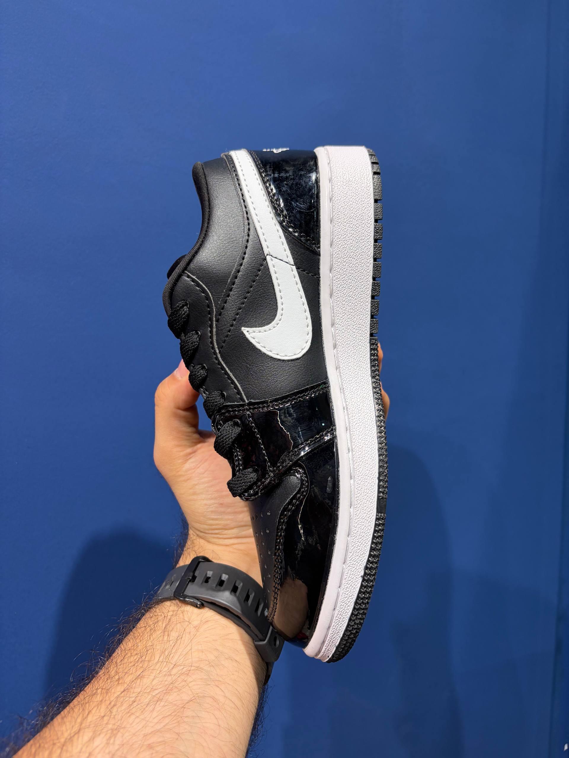 Nike air jordan 1 low black patent white نایک ایر جردن 1 لو سیاه ورنی